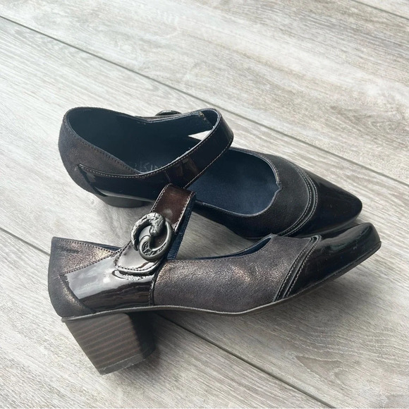 DORKING FLUCHOS Patent Leather Metallic Leather Mixed Mary Jane Shoes - Picture 2 of 16